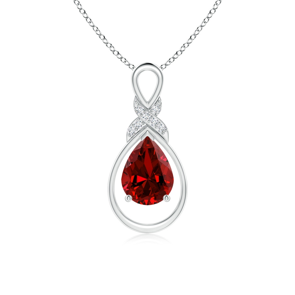8x6mm Labgrown Lab-Grown Ruby Infinity Pendant with Lab Diamond 'X' Motif in S999 Silver 