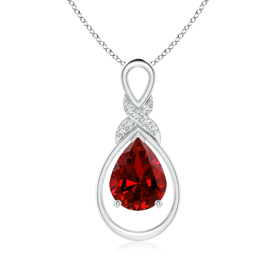 9x7mm Labgrown Lab-Grown Ruby Infinity Pendant with Lab Diamond 'X' Motif in S999 Silver 