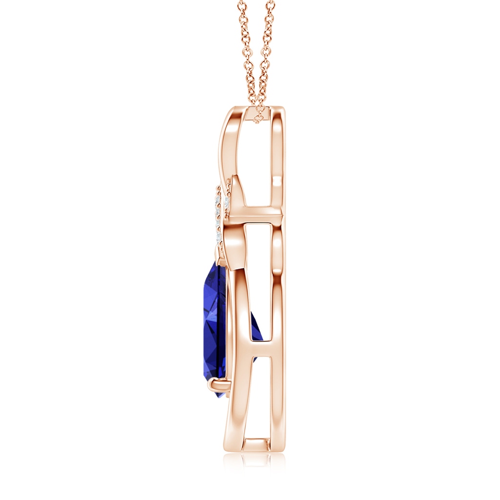 10x8mm Labgrown Lab-Grown Sapphire Infinity Pendant with Diamond 'X' Motif in Rose Gold - side 199