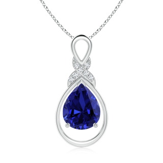 10x8mm Labgrown Lab-Grown Sapphire Infinity Pendant with Diamond 'X' Motif in S999 Silver
