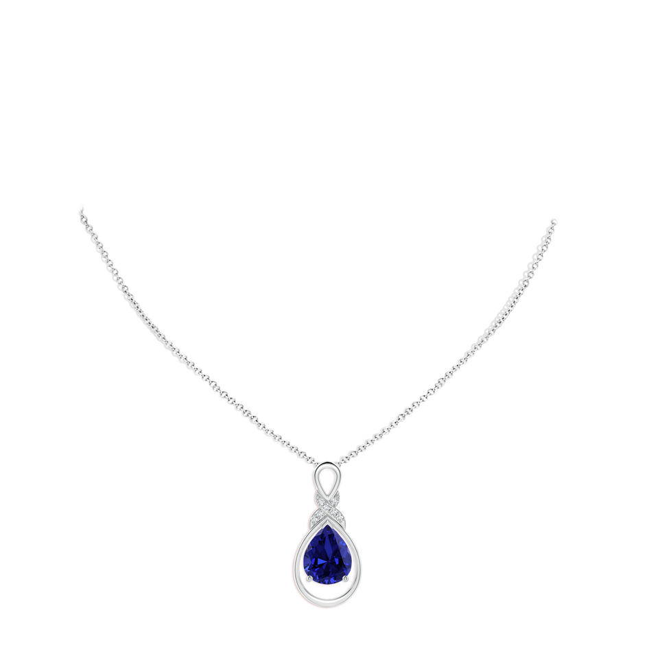 10x8mm Labgrown Lab-Grown Sapphire Infinity Pendant with Diamond 'X' Motif in White Gold pen