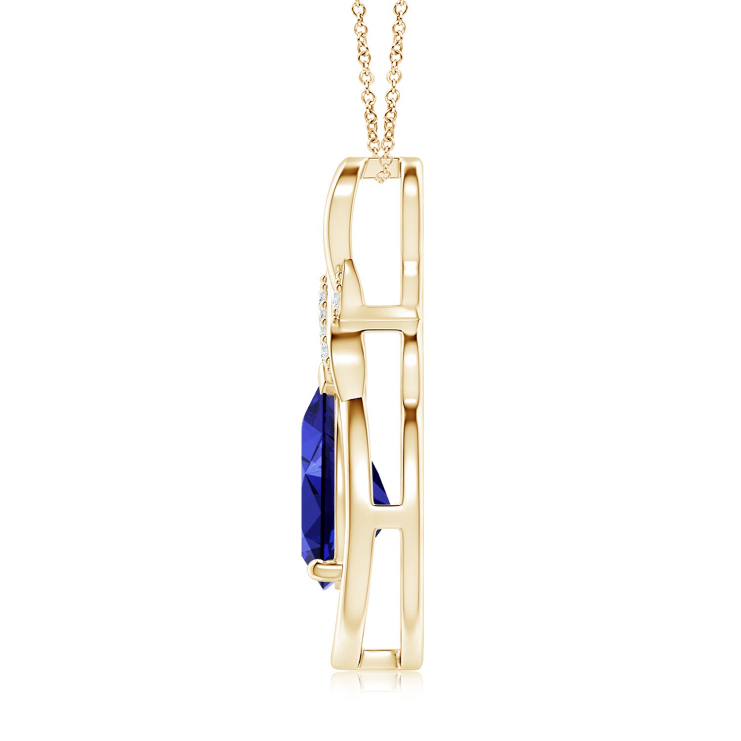 10x8mm Labgrown Lab-Grown Sapphire Infinity Pendant with Diamond 'X' Motif in Yellow Gold