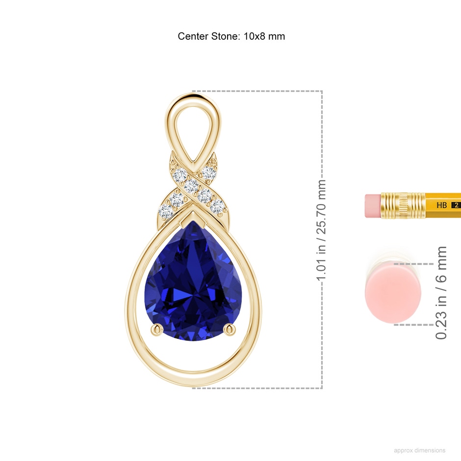 10x8mm Labgrown Lab-Grown Sapphire Infinity Pendant with Diamond 'X' Motif in Yellow Gold ruler