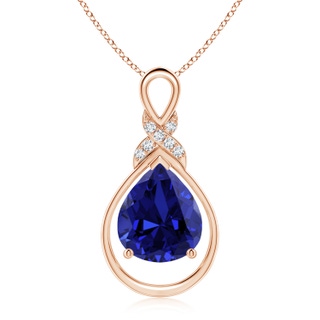 12x10mm Labgrown Lab-Grown Sapphire Infinity Pendant with Diamond 'X' Motif in Rose Gold