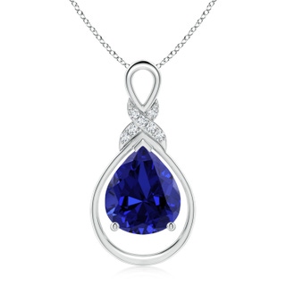 12x10mm Labgrown Lab-Grown Sapphire Infinity Pendant with Diamond 'X' Motif in S999 Silver