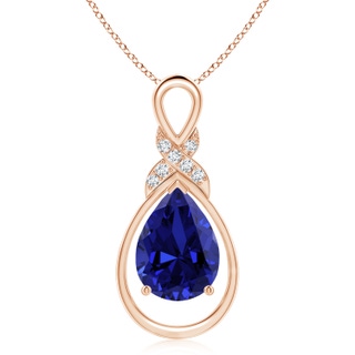 14x10mm Labgrown Lab-Grown Sapphire Infinity Pendant with Diamond 'X' Motif in Rose Gold