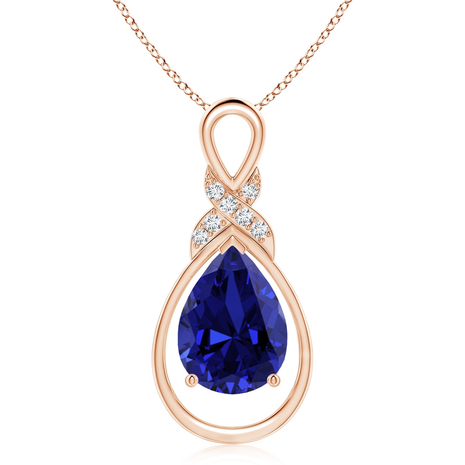 14x10mm Labgrown Lab-Grown Sapphire Infinity Pendant with Diamond 'X' Motif in Rose Gold 