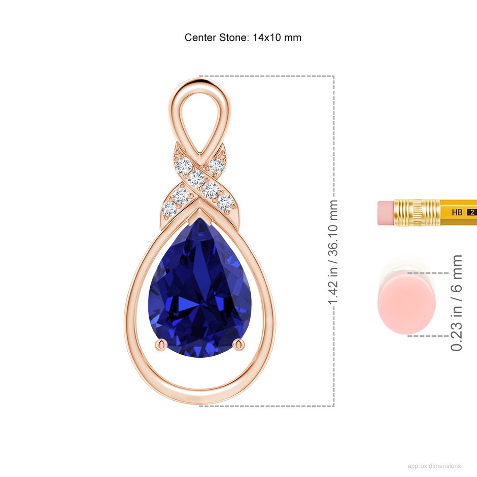 14x10mm Labgrown Lab-Grown Sapphire Infinity Pendant with Diamond 'X' Motif in Rose Gold ruler