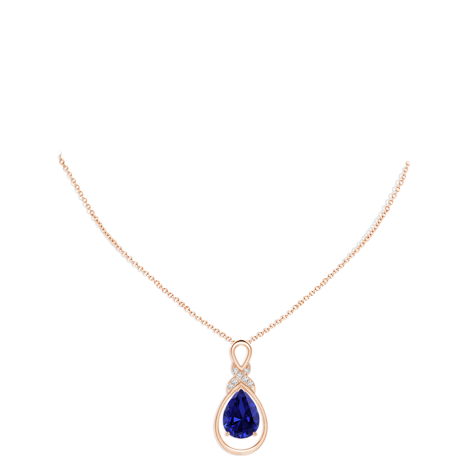 14x10mm Labgrown Lab-Grown Sapphire Infinity Pendant with Diamond 'X' Motif in Rose Gold pen