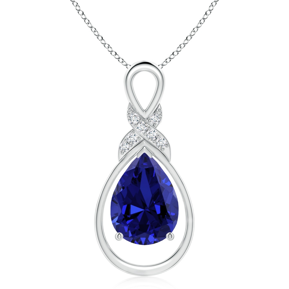 14x10mm Labgrown Lab-Grown Sapphire Infinity Pendant with Diamond 'X' Motif in White Gold 