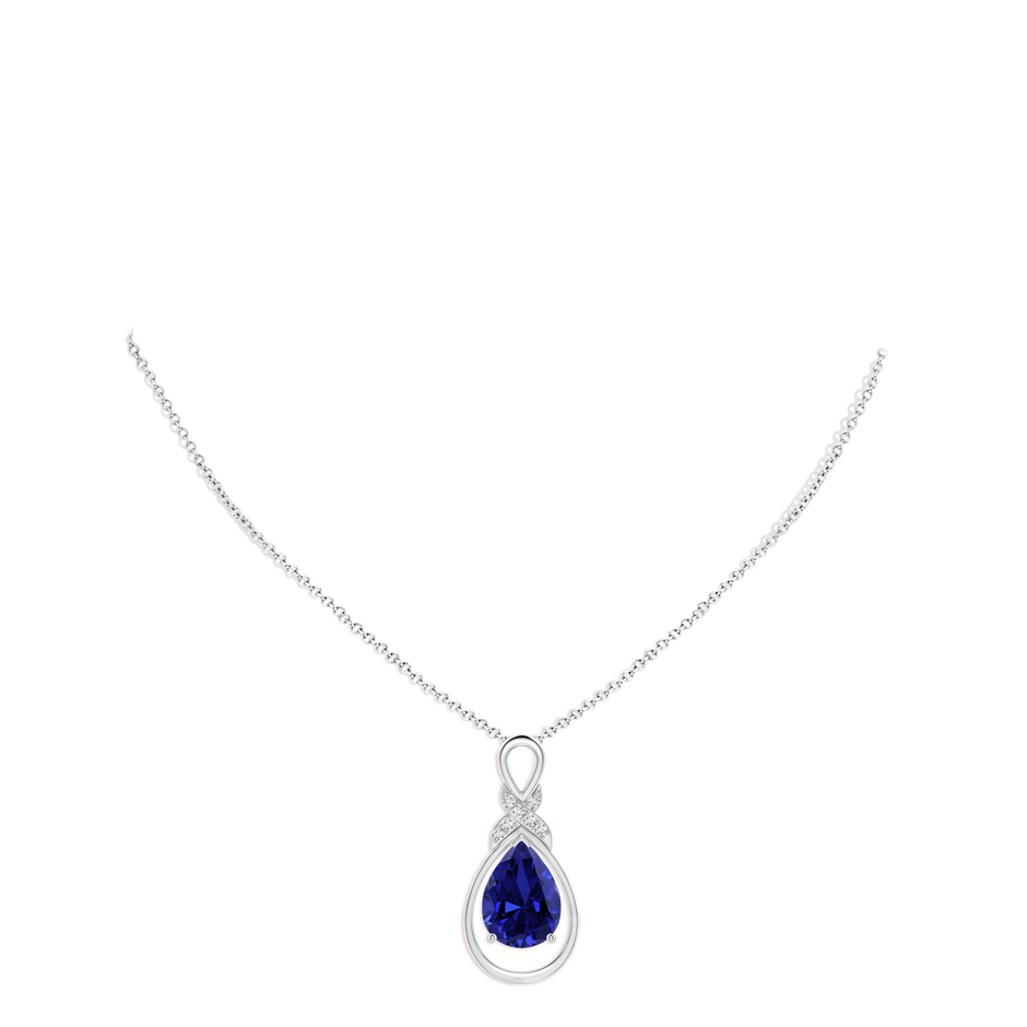 14x10mm Labgrown Lab-Grown Sapphire Infinity Pendant with Diamond 'X' Motif in White Gold pen