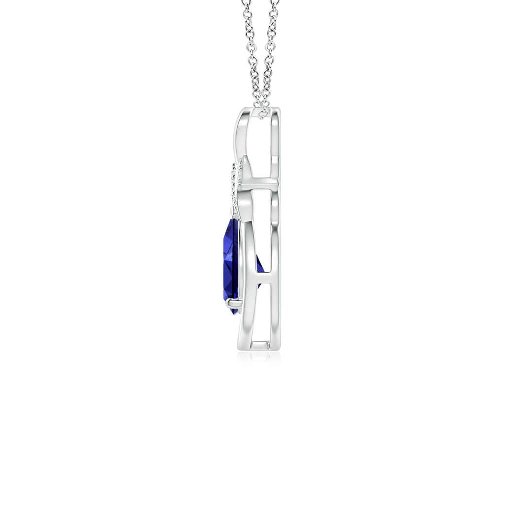 7x5mm Labgrown Lab-Grown Sapphire Infinity Pendant with Diamond 'X' Motif in S999 Silver - side 199