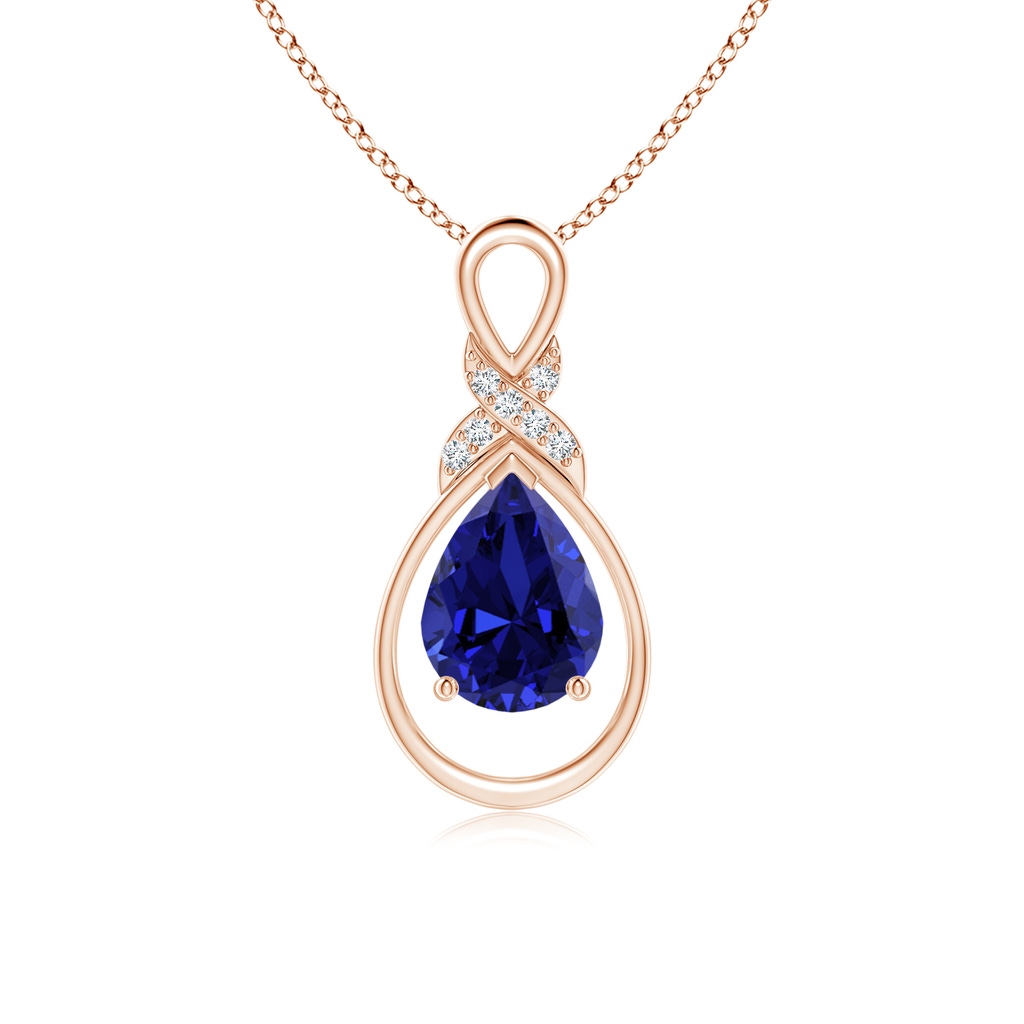 8x6mm Labgrown Lab-Grown Sapphire Infinity Pendant with Diamond 'X' Motif in Rose Gold