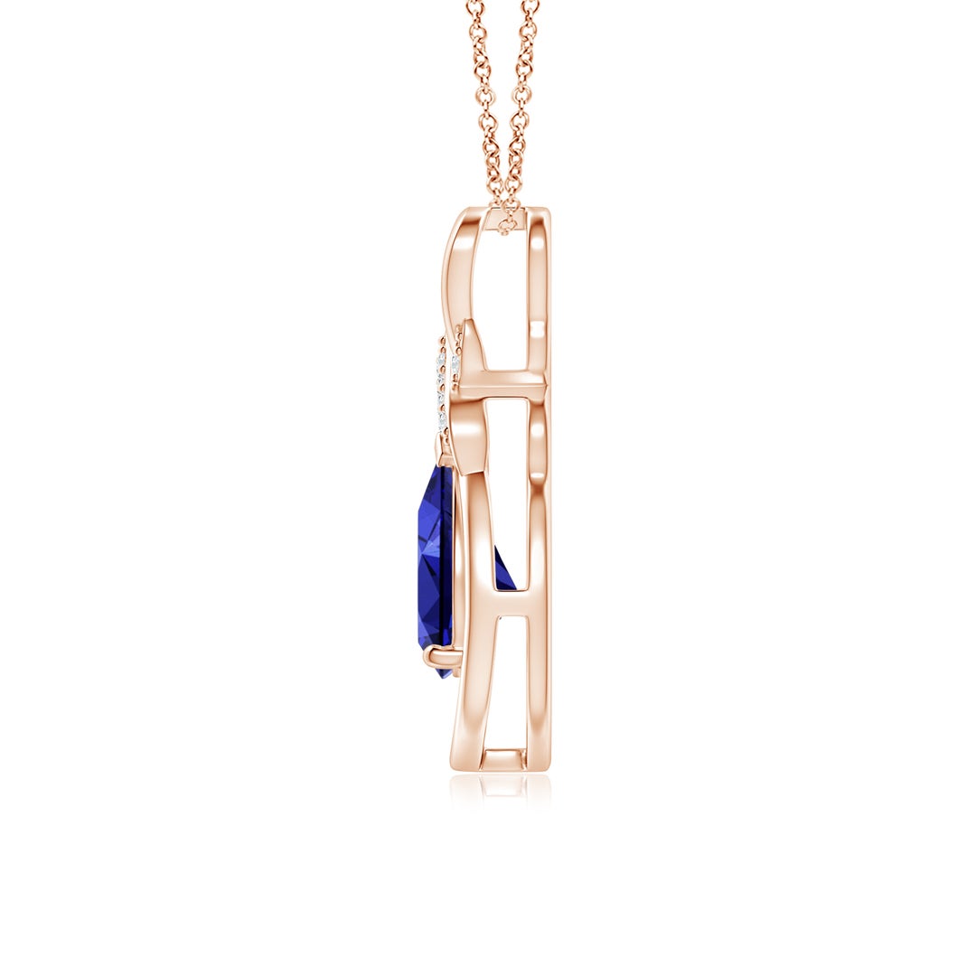8x6mm Labgrown Lab-Grown Sapphire Infinity Pendant with Diamond 'X' Motif in Rose Gold - side 3