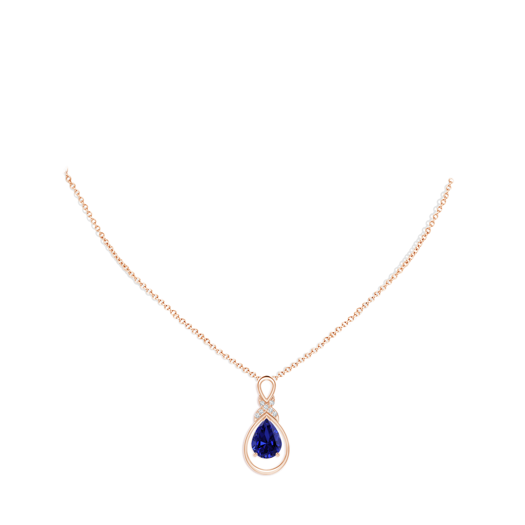 8x6mm Labgrown Lab-Grown Sapphire Infinity Pendant with Diamond 'X' Motif in Rose Gold pen
