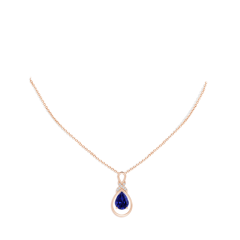 8x6mm Labgrown Lab-Grown Sapphire Infinity Pendant with Diamond 'X' Motif in Rose Gold pen