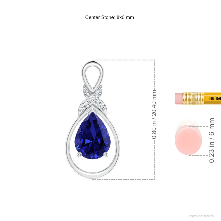 8x6mm Labgrown Lab-Grown Sapphire Infinity Pendant with Diamond 'X' Motif in S999 Silver ruler