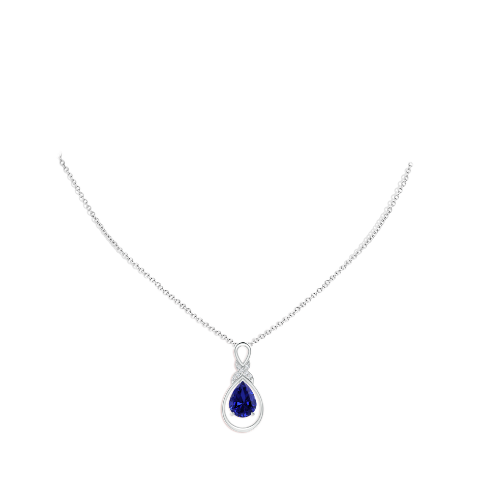 8x6mm Labgrown Lab-Grown Sapphire Infinity Pendant with Diamond 'X' Motif in S999 Silver pen