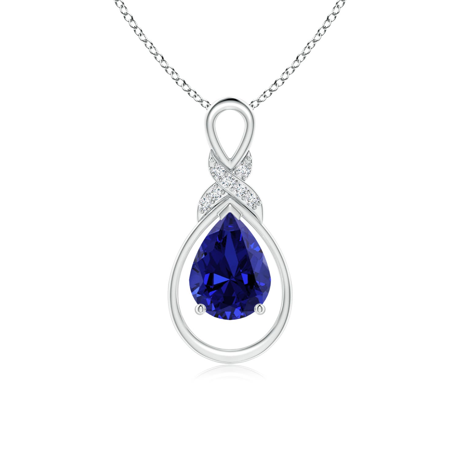 Premium - Lab-Grown Blue Sapphire / 1.19 CT / 14 KT White Gold