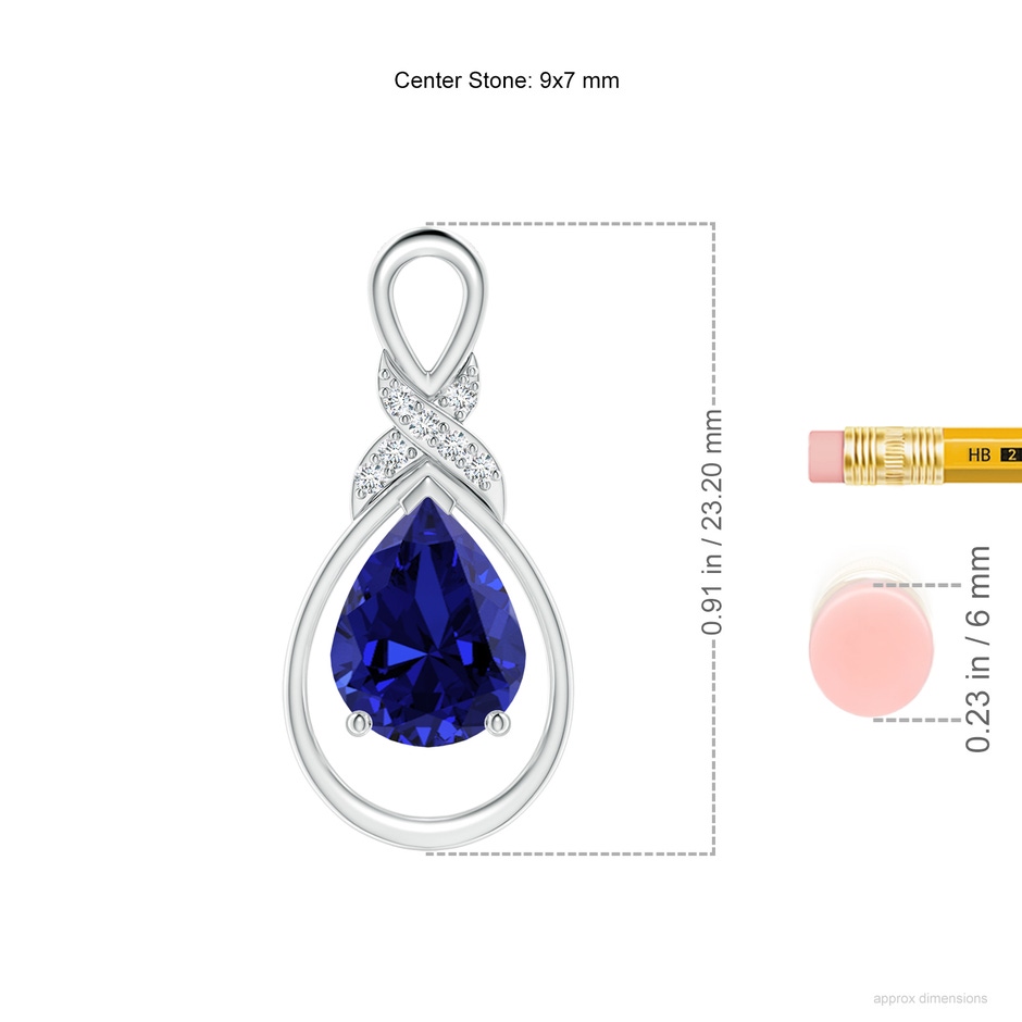 9x7mm Labgrown Lab-Grown Sapphire Infinity Pendant with Diamond 'X' Motif in S999 Silver ruler
