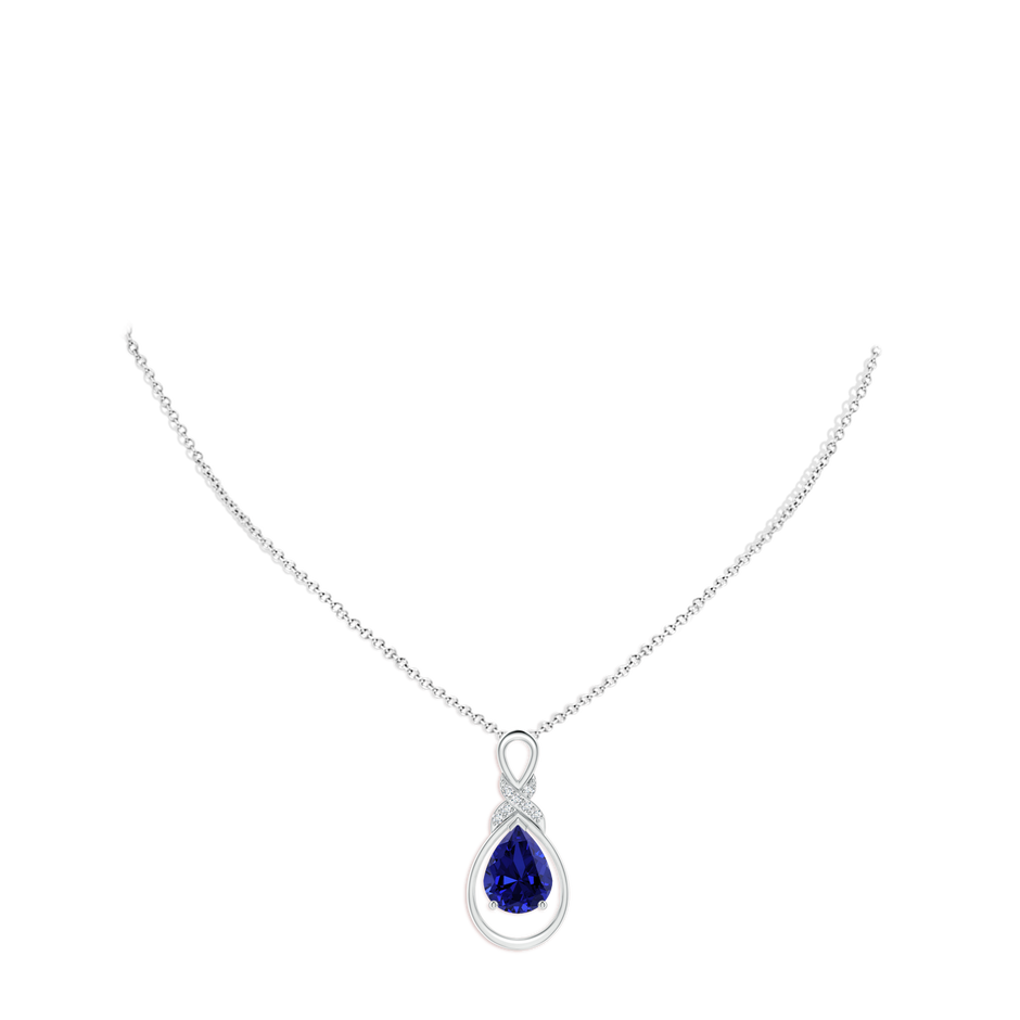 9x7mm Labgrown Lab-Grown Sapphire Infinity Pendant with Diamond 'X' Motif in S999 Silver pen