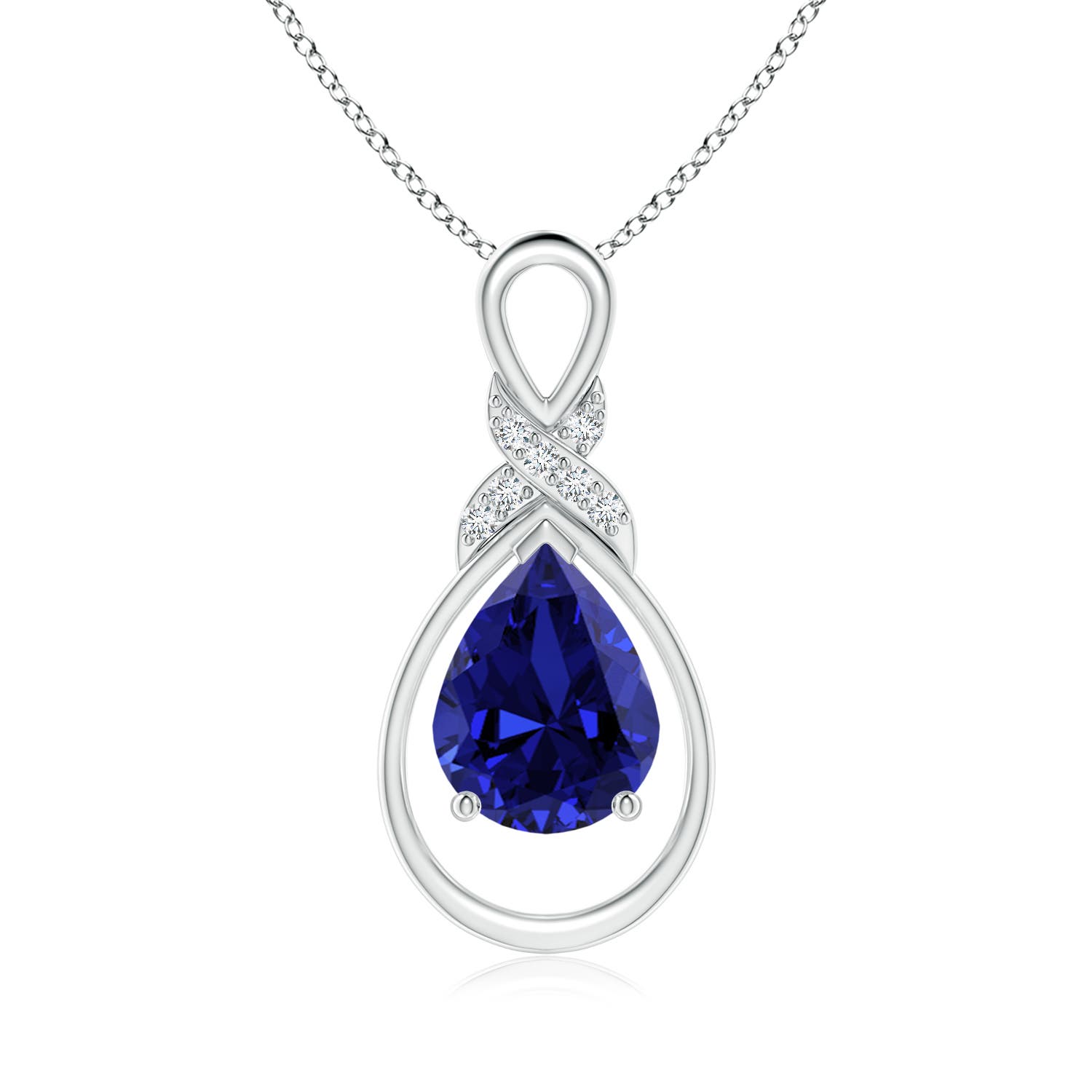 Premium - Lab-Grown Blue Sapphire / 1.79 CT / 14 KT White Gold