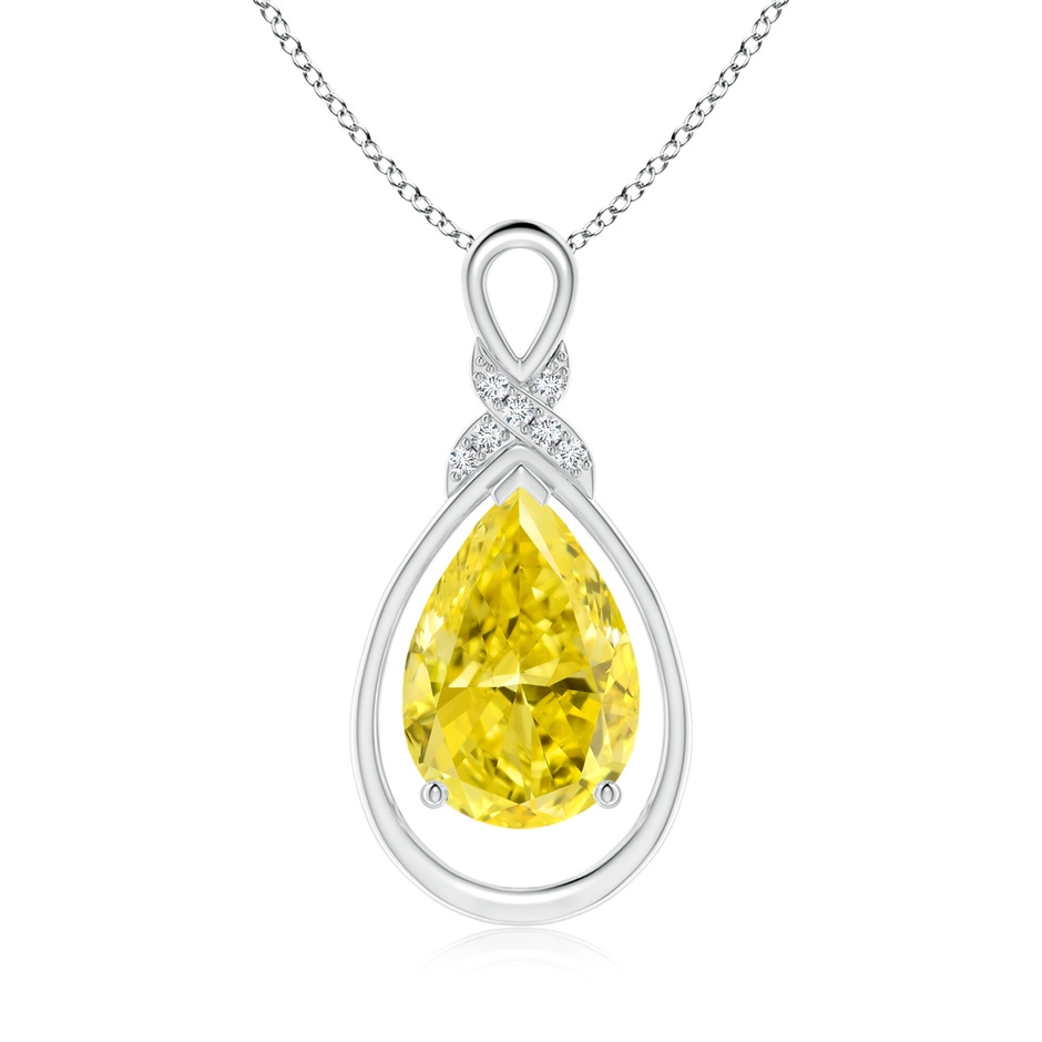 12x8mm Labgrown Lab-Grown Fancy Intense Yellow Diamond Infinity Pendant with 'X' Motif in 18K White Gold 