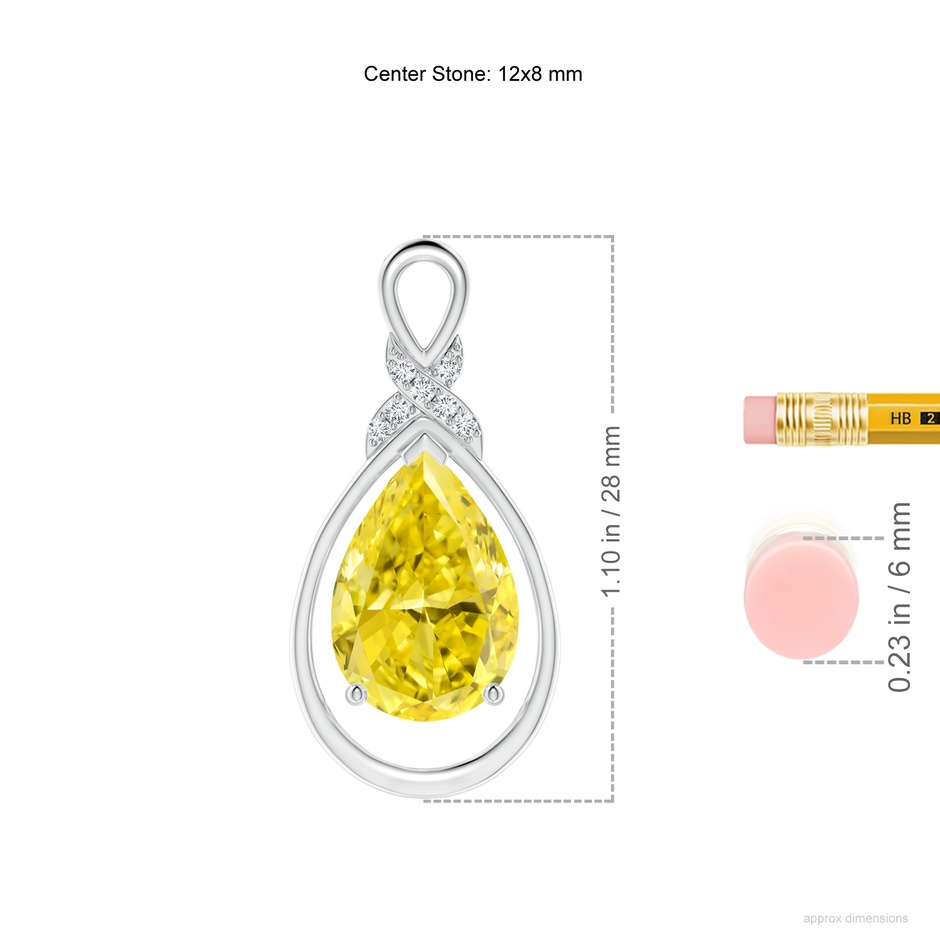 12x8mm Labgrown Lab-Grown Fancy Intense Yellow Diamond Infinity Pendant with 'X' Motif in 18K White Gold ruler