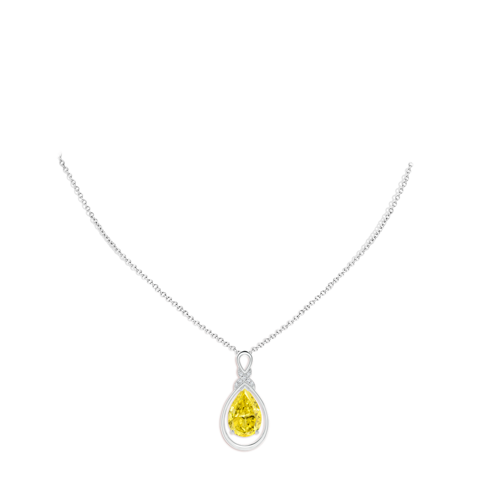 12x8mm Labgrown Lab-Grown Fancy Intense Yellow Diamond Infinity Pendant with 'X' Motif in 18K White Gold pen