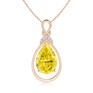 12x8mm Labgrown Lab-Grown Fancy Intense Yellow Diamond Infinity Pendant with 'X' Motif in 9K Rose Gold