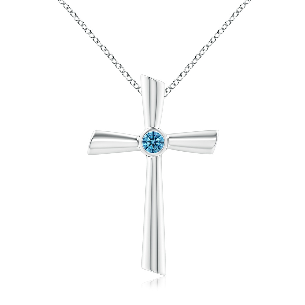 3.8mm Labgrown Solitaire Lab-Grown Fancy Intense Blue Diamond Cross Pendant in P950 Platinum