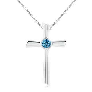 5.1mm Labgrown Solitaire Lab-Grown Fancy Intense Blue Diamond Cross Pendant in P950 Platinum