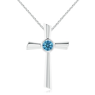 6.4mm Labgrown Solitaire Lab-Grown Fancy Intense Blue Diamond Cross Pendant in P950 Platinum