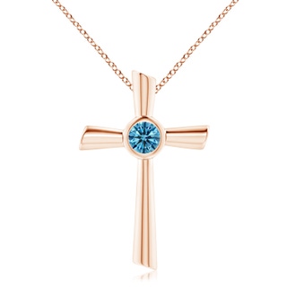 6.4mm Labgrown Solitaire Lab-Grown Fancy Intense Blue Diamond Cross Pendant in Rose Gold