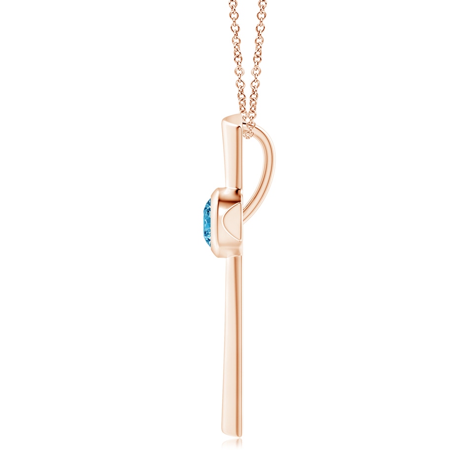 6.4mm Labgrown Solitaire Lab-Grown Fancy Intense Blue Diamond Cross Pendant in Rose Gold side 199