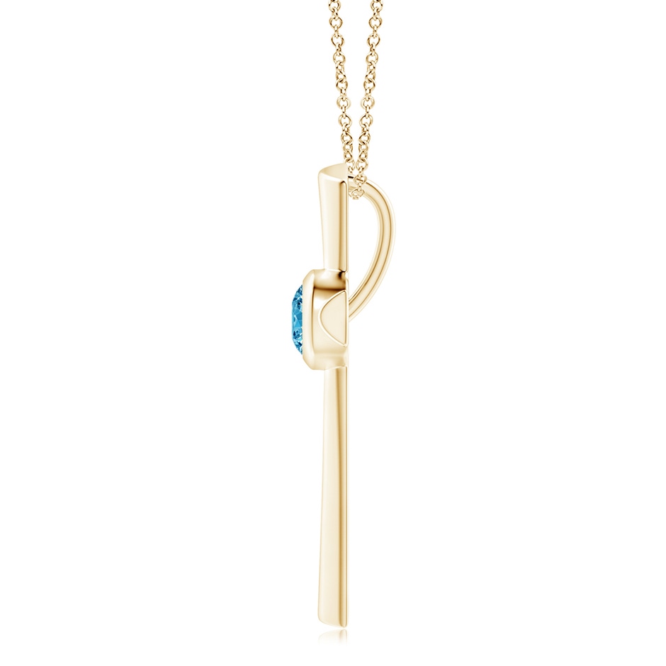 6.4mm Labgrown Solitaire Lab-Grown Fancy Intense Blue Diamond Cross Pendant in Yellow Gold side 199