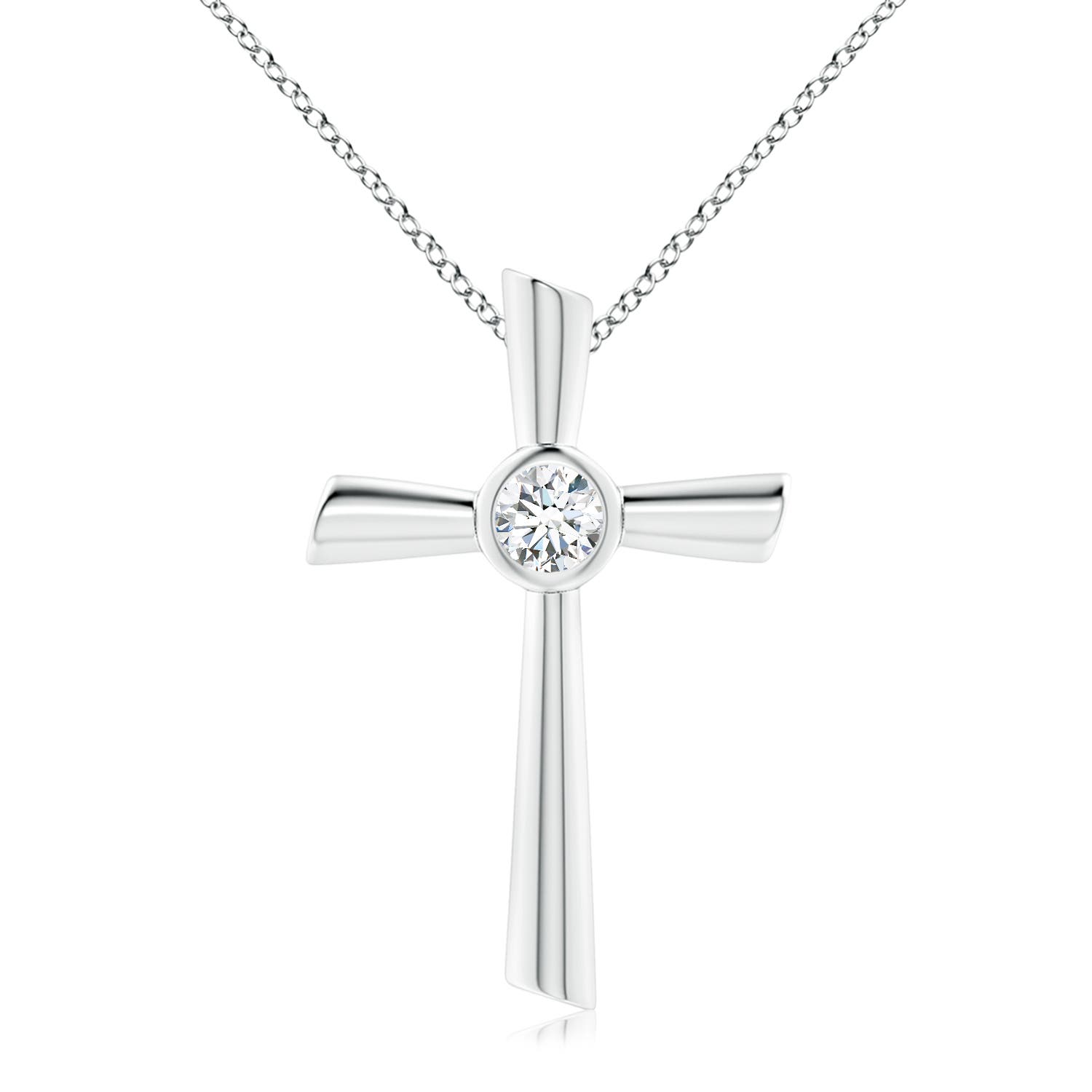 5.1mm FGVS Lab-Grown Solitaire Diamond Cross Pendant in 18CT White Gold