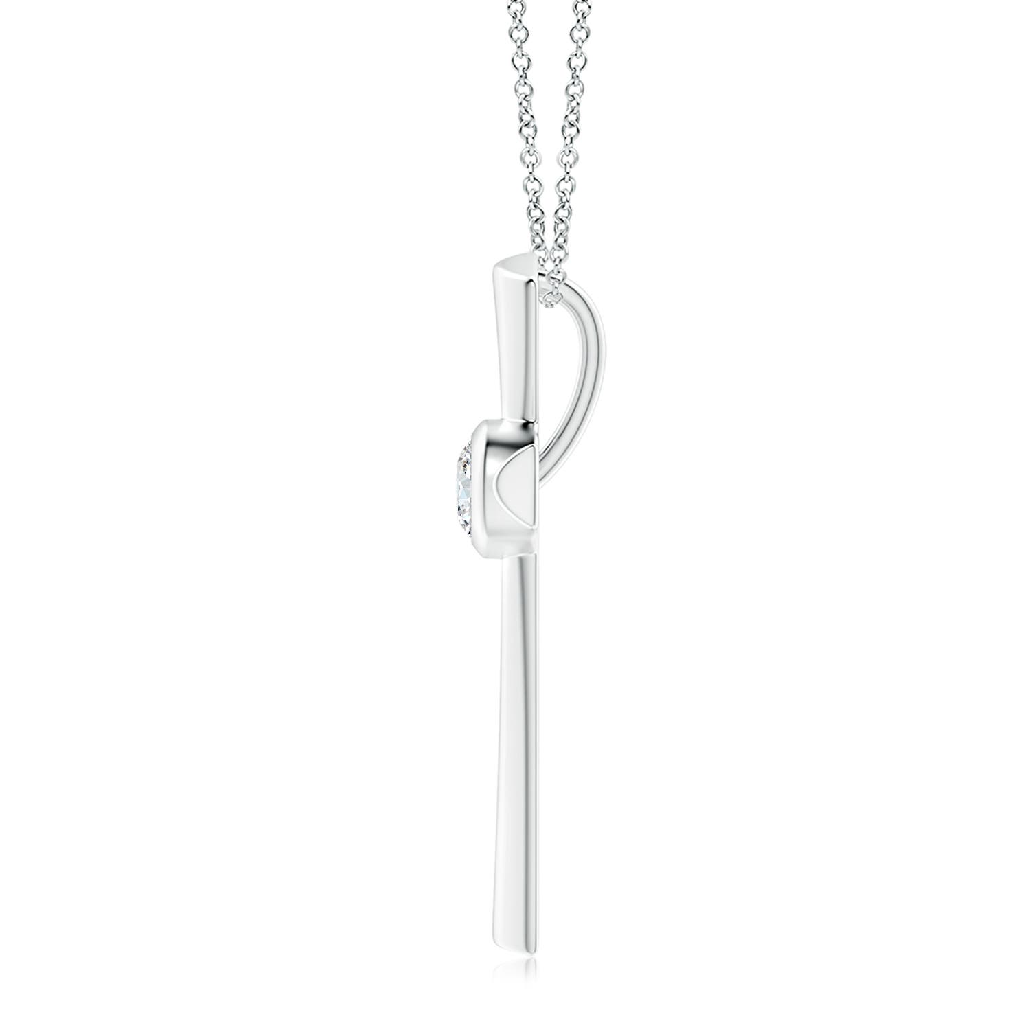 5.1mm FGVS Lab-Grown Solitaire Diamond Cross Pendant in 18K White Gold