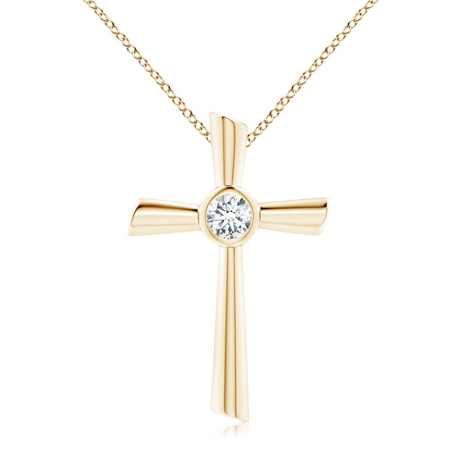 5.1mm FGVS Lab-Grown Solitaire Diamond Cross Pendant in 18K Yellow Gold 