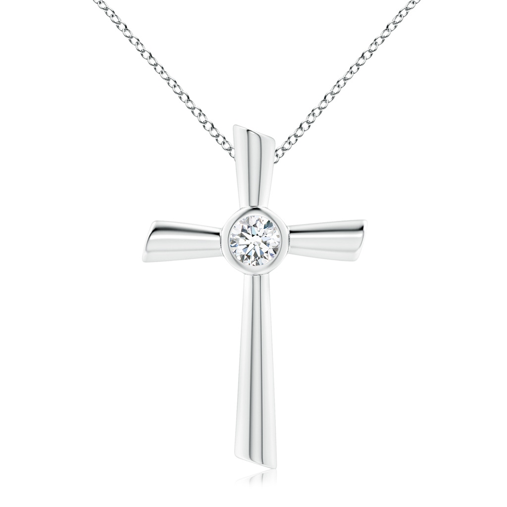 5.1mm FGVS Lab-Grown Solitaire Diamond Cross Pendant in White Gold