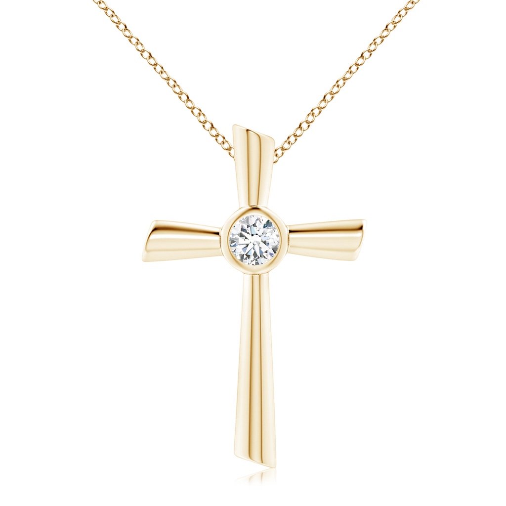 5.1mm FGVS Lab-Grown Solitaire Diamond Cross Pendant in Yellow Gold