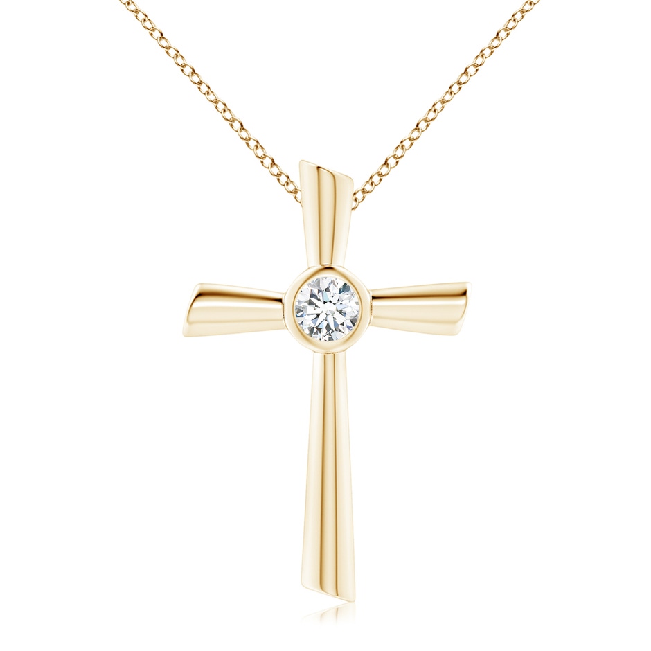 5.1mm FGVS Lab-Grown Solitaire Diamond Cross Pendant in Yellow Gold 