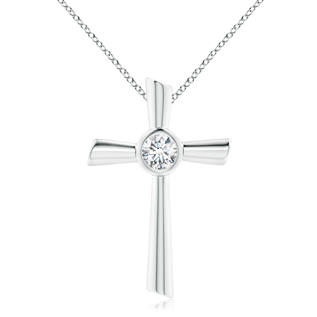 6.4mm FGVS Lab-Grown Solitaire Diamond Cross Pendant in P950 Platinum