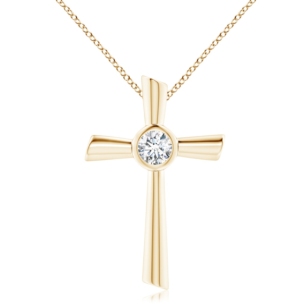 6.4mm FGVS Lab-Grown Solitaire Diamond Cross Pendant in Yellow Gold 