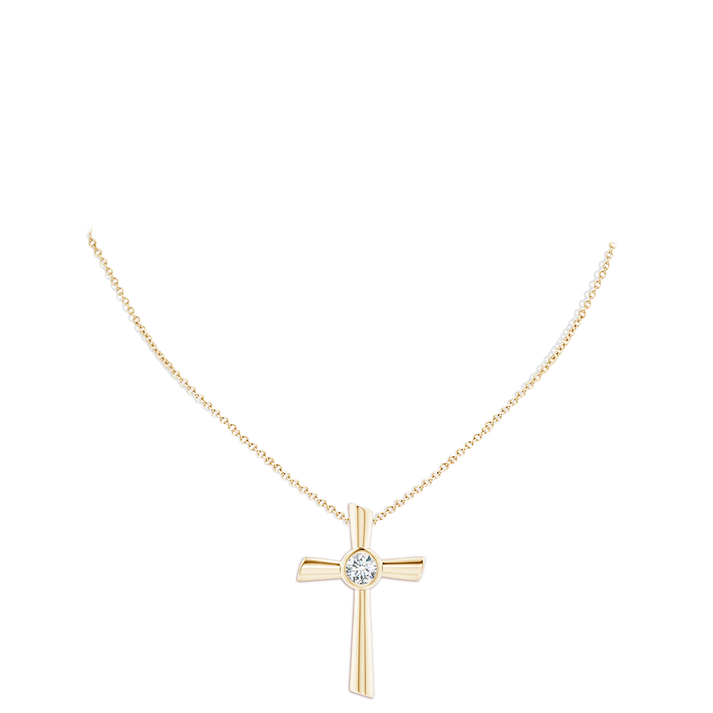 6.4mm FGVS Lab-Grown Solitaire Diamond Cross Pendant in Yellow Gold pen