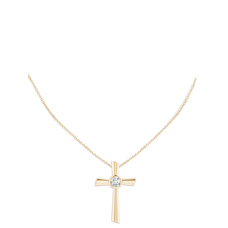 6.4mm FGVS Lab-Grown Solitaire Diamond Cross Pendant in Yellow Gold pen