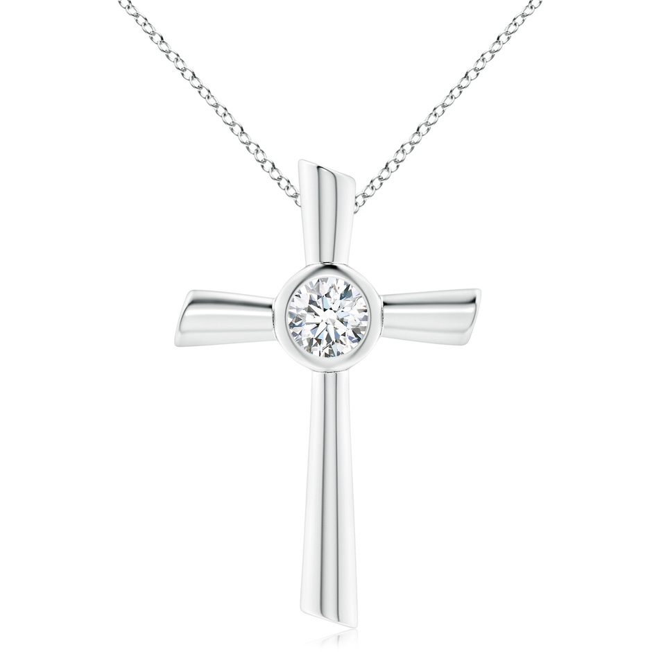 7.4mm FGVS Lab-Grown Solitaire Diamond Cross Pendant in 18K White Gold 