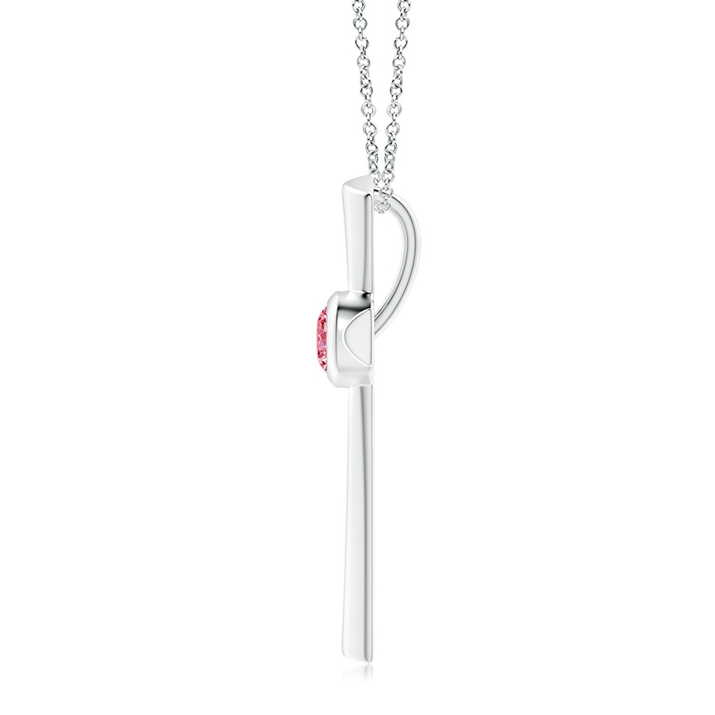 5.1mm Labgrown Solitaire Lab-Grown Fancy Intense Pink Diamond Cross Pendant in White Gold - side 199