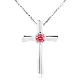 6.4mm Labgrown Solitaire Lab-Grown Fancy Intense Pink Diamond Cross Pendant in P950 Platinum