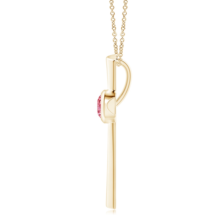 6.4mm Labgrown Solitaire Lab-Grown Fancy Intense Pink Diamond Cross Pendant in Yellow Gold side 199